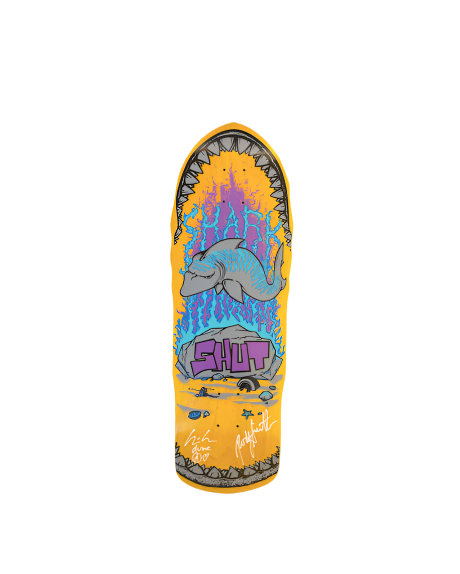 SHUT SHARK YELLOW/PURPLE REISSUE BY PRIME SKATEBOARDS – ValetGoods