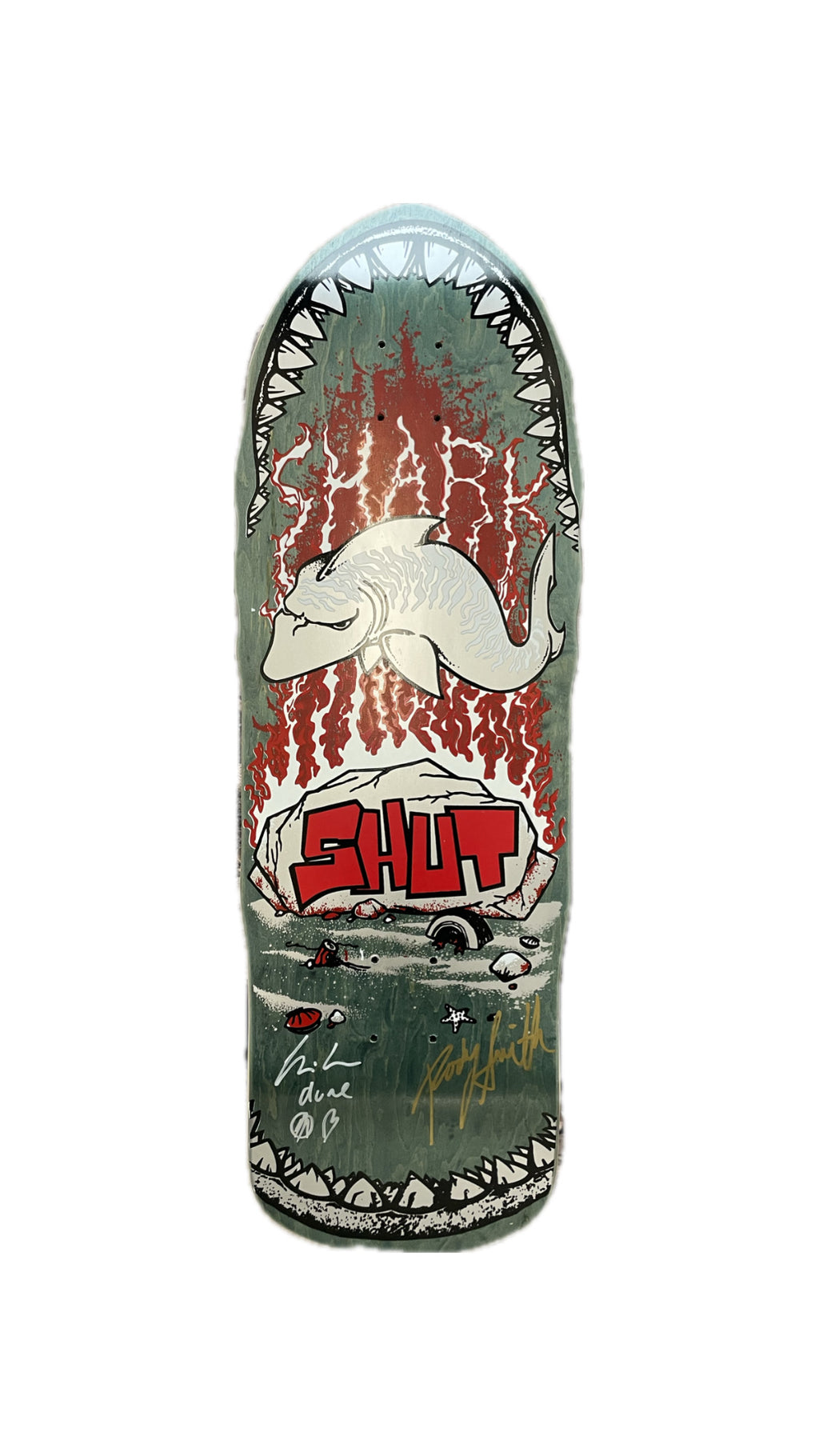 SHUT SHARK GREEN / RED REISSUE BY PRIME SKATEBOARDS